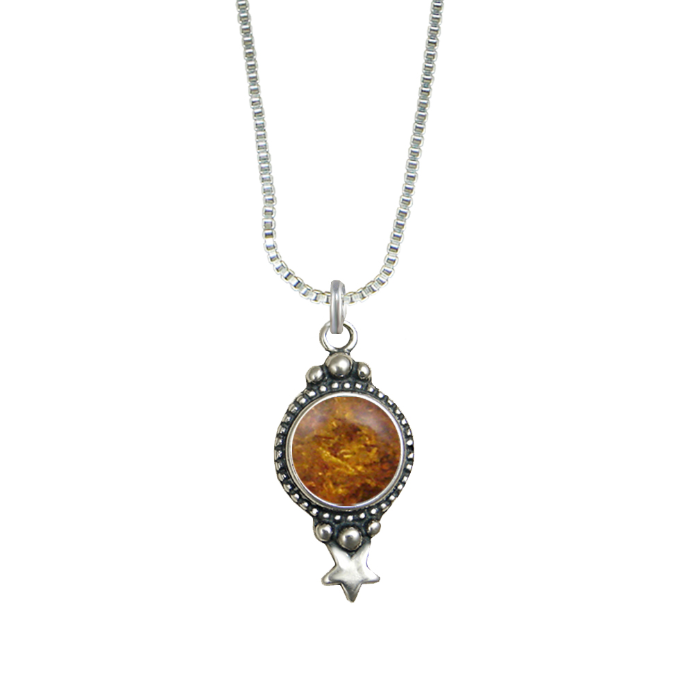 Sterling Silver Gemstone Necklace With Amber